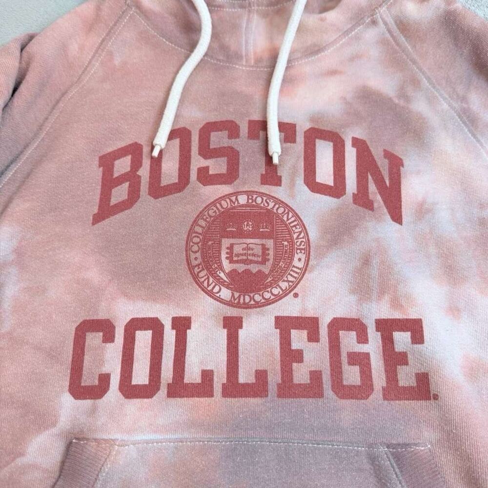 Vtg Women's Boston College Champion Hoodie W/ Logo Pink Tie Dye Eagles Sz S - Picture 12 of 12